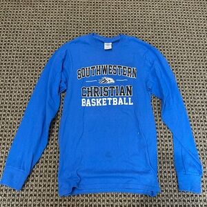 Blue Southwestern Christian Basketball Long Sleeve Shirt